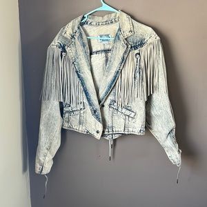 Sky blue Waters, vintage, western fringe jacket